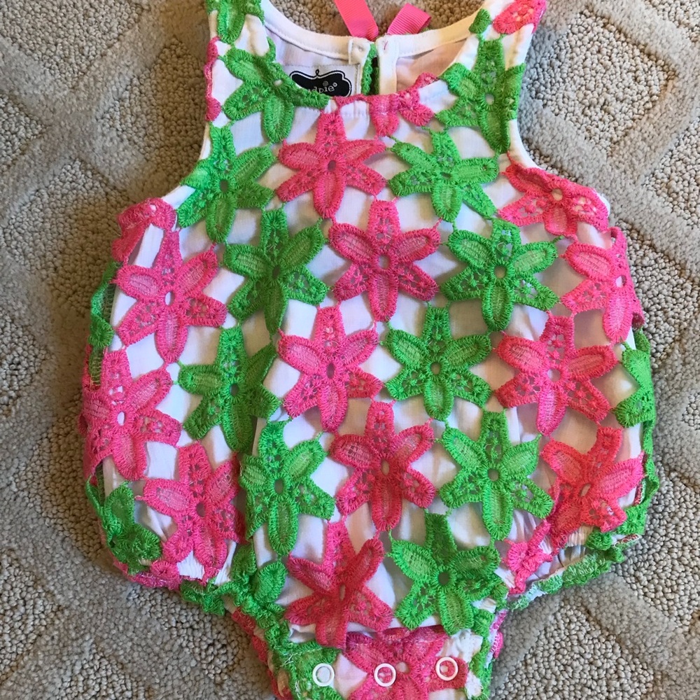 Mudpie crochet flower romper